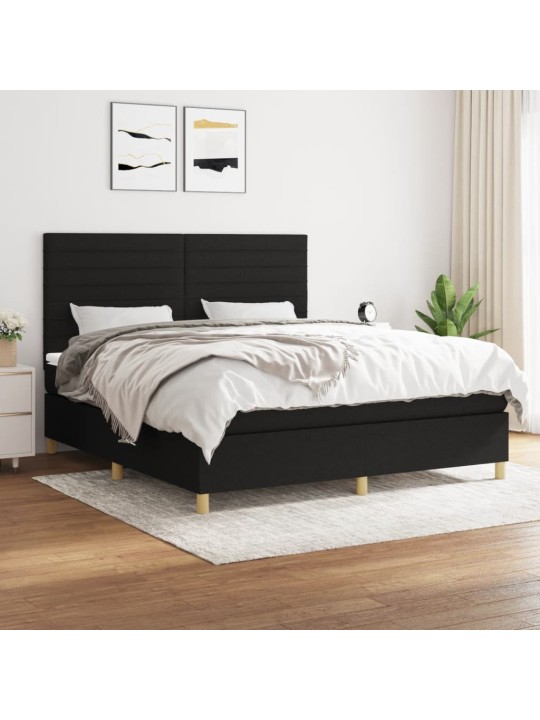 Box spring postel s matrací černá 160x200 cm textil