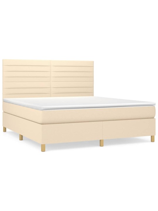 Box spring postel s matrací krémová 160x200 cm textil
