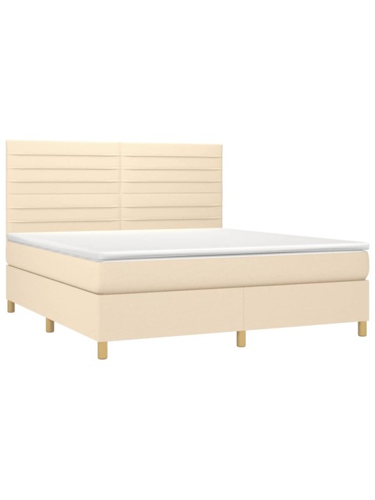 Box spring postel s matrací krémová 160x200 cm textil