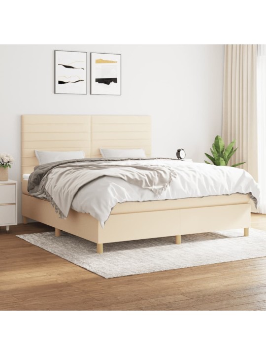 Box spring postel s matrací krémová 160x200 cm textil