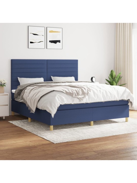 Box spring postel s matrací modrá 160x200 cm textil