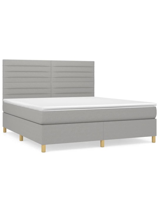 Box spring postel s matrací světle šedá 180 x 200 cm textil