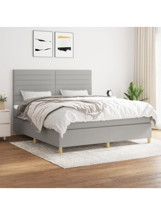 Box spring postel s matrací světle šedá 180 x 200 cm textil