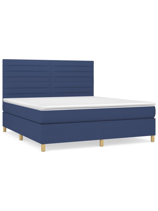 Box spring postel s matrací modrá 180x200 cm textil