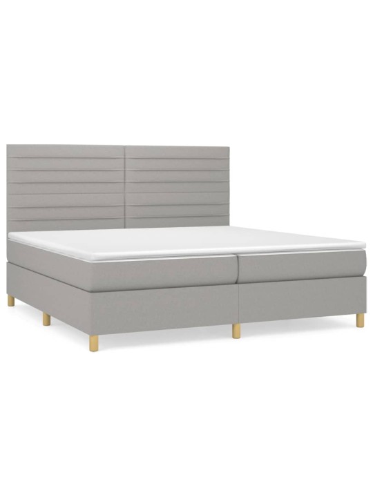 Box spring postel s matrací světle šedá 200 x 200 cm textil