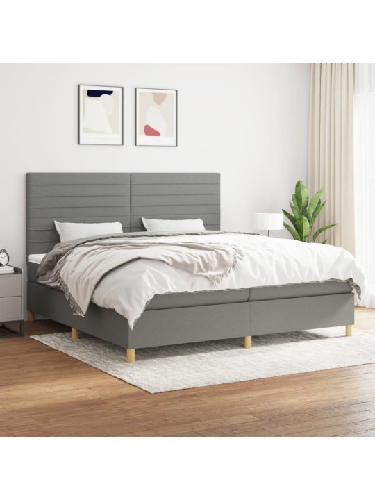 Box spring postel s matrací tmavě šedá 200x200 cm textil