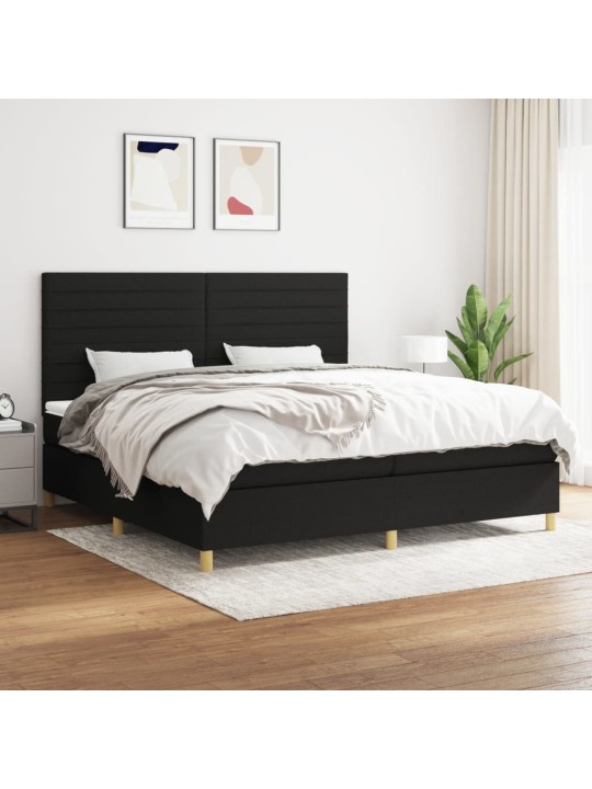 Box spring postel s matrací černá 200x200 cm textil