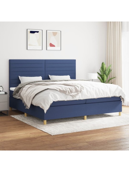 Box spring postel s matrací modrá 200x200 cm textil