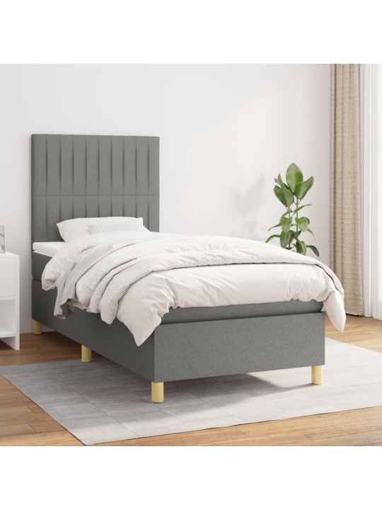 Box spring postel s matrací tmavě šedá 80 x 200 cm textil