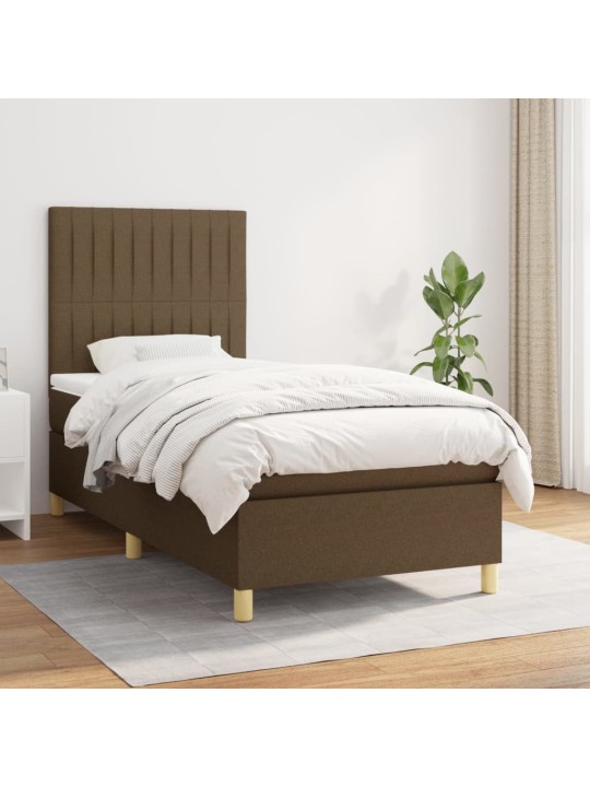 Box spring postel s matrací tmavě hnědá 80x200 cm textil