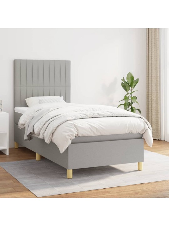 Box spring postel s matrací světle šedá 90x190 cm textil