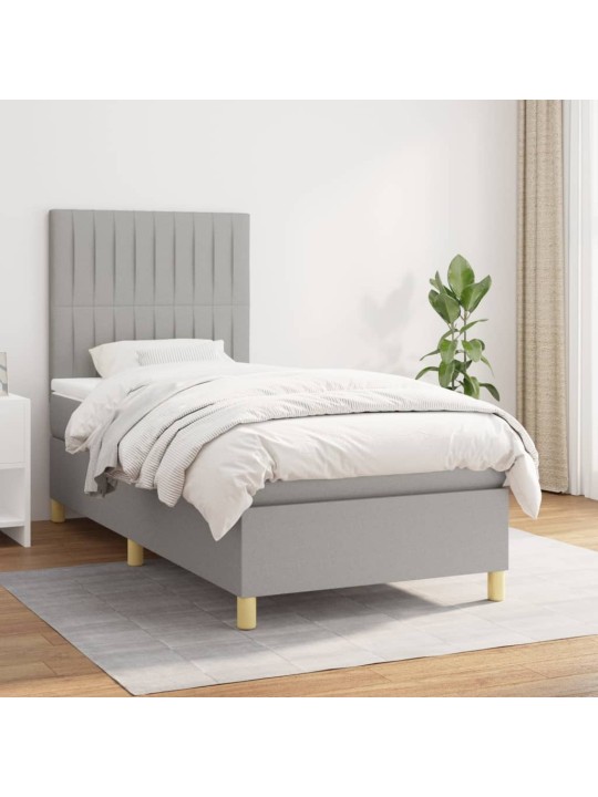 Box spring postel s matrací světle šedá 90x200 cm textil