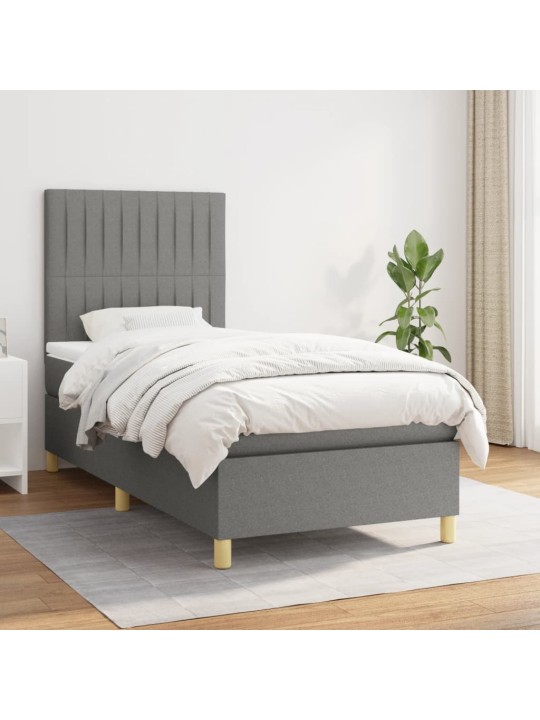 Box spring postel s matrací tmavě šedá 90x200 cm textil