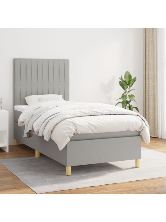 Box spring postel s matrací světle šedý 100 x 200 cm textil