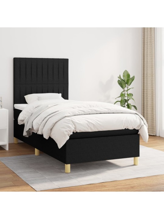 Box spring postel s matrací černá 100 x 200 cm textil