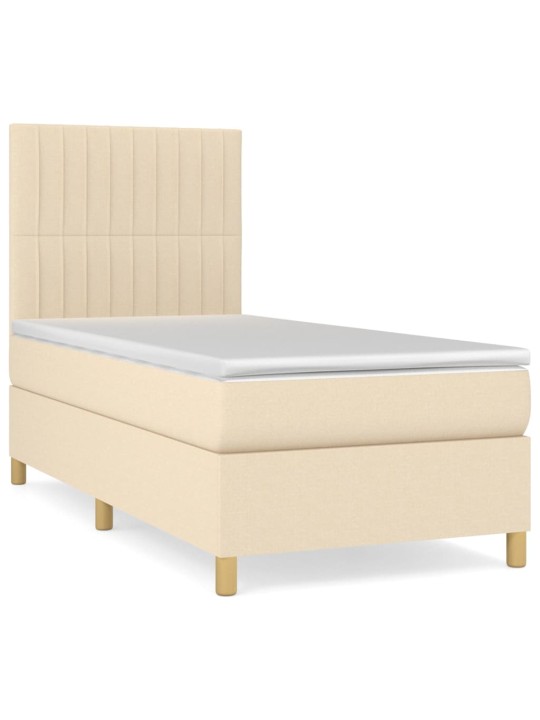 Box spring postel s matrací krémová 100 x 200 cm textil