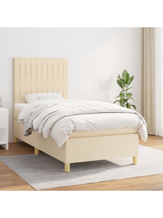Box spring postel s matrací krémová 100 x 200 cm textil