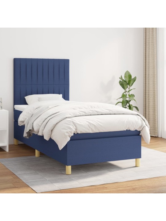 Box spring postel s matrací modrá 100 x 200 cm textil