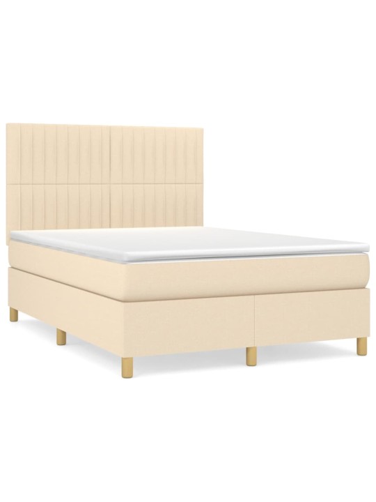 Box spring postel s matrací krémová 140x190 cm textil