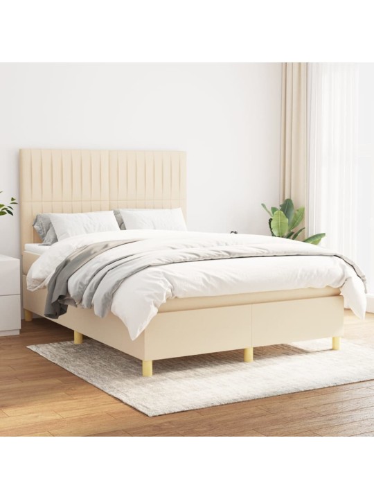 Box spring postel s matrací krémová 140x190 cm textil