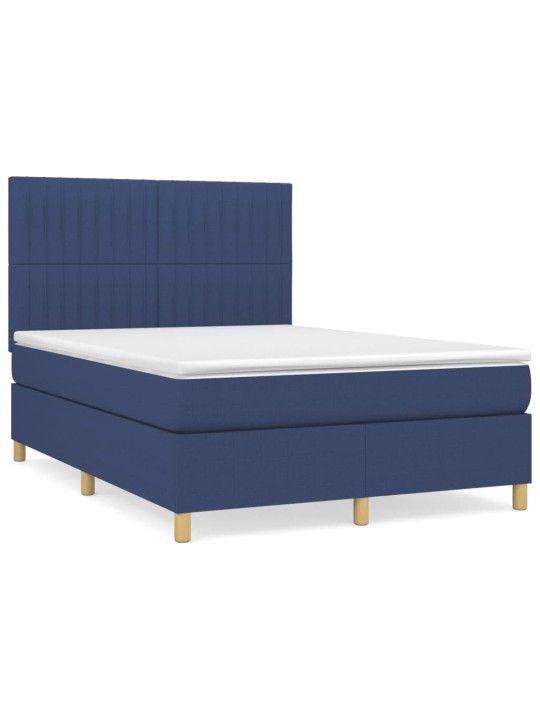 Box spring postel s matrací modrá 140x190 cm textil