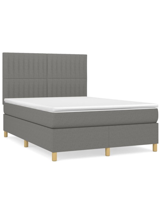 Box spring postel s matrací tmavě šedá 140x200 cm textil