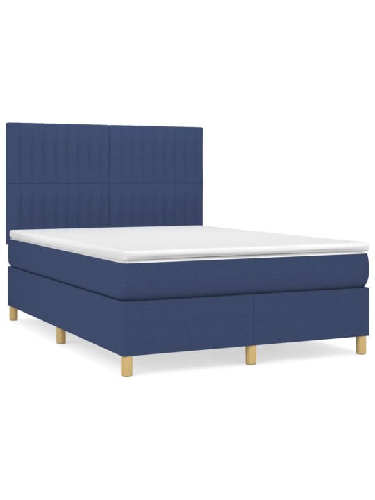 Box spring postel s matrací modrá 140x200 cm textil