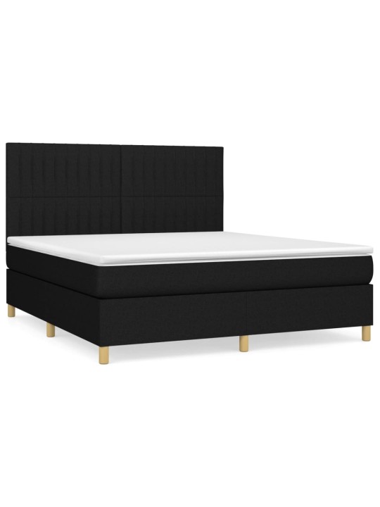 Box spring postel s matrací černá 160x200 cm textil