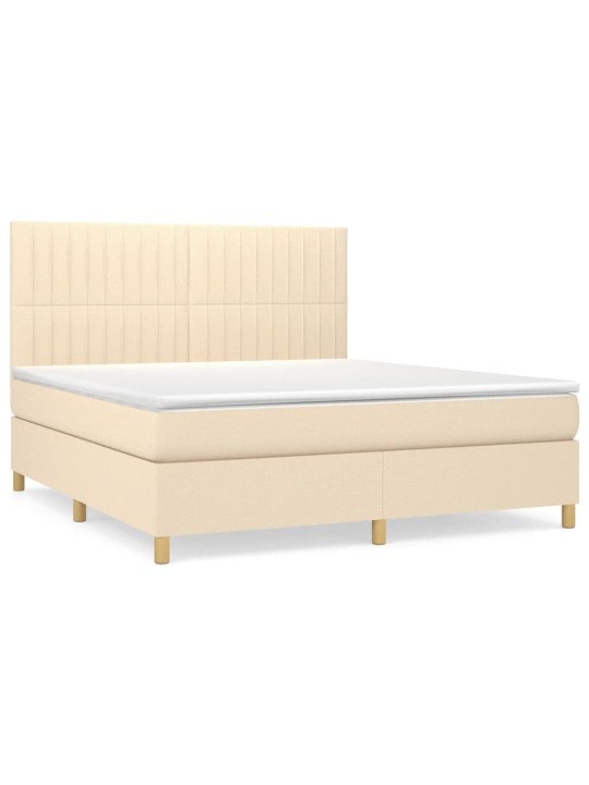 Box spring postel s matrací krémová 160x200 cm textil