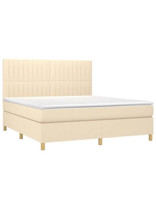Box spring postel s matrací krémová 160x200 cm textil