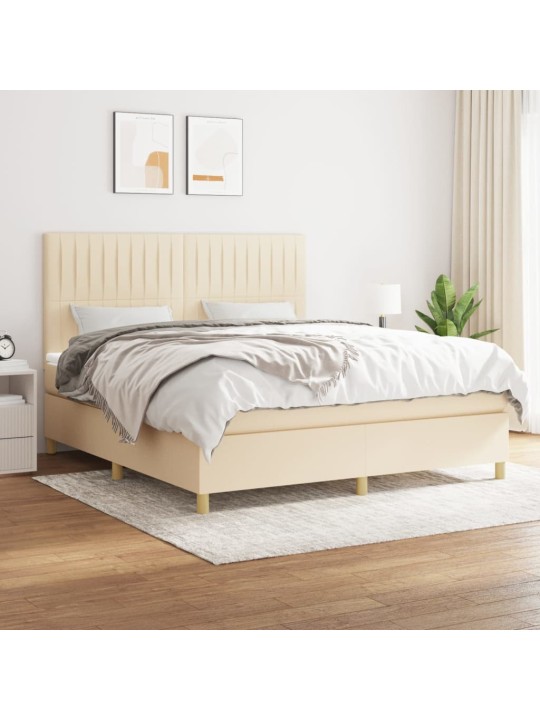 Box spring postel s matrací krémová 160x200 cm textil