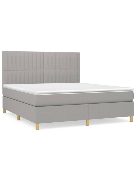 Box spring postel s matrací světle šedá 180 x 200 cm textil