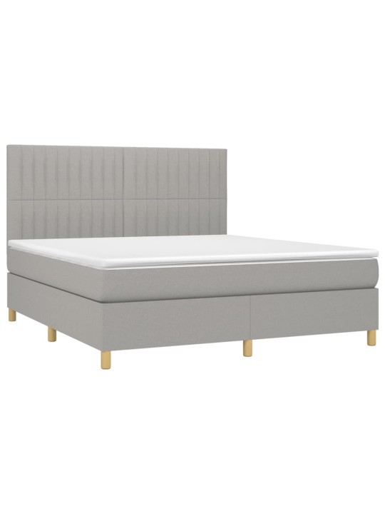 Box spring postel s matrací světle šedá 180 x 200 cm textil