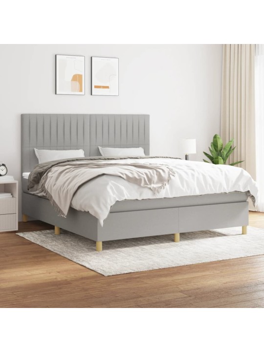 Box spring postel s matrací světle šedá 180 x 200 cm textil