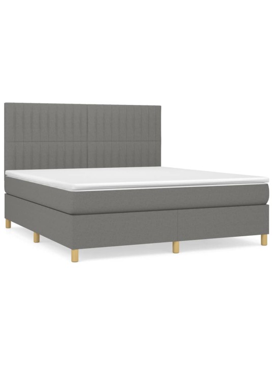 Box spring postel s matrací tmavě šedá 180x200 cm textil