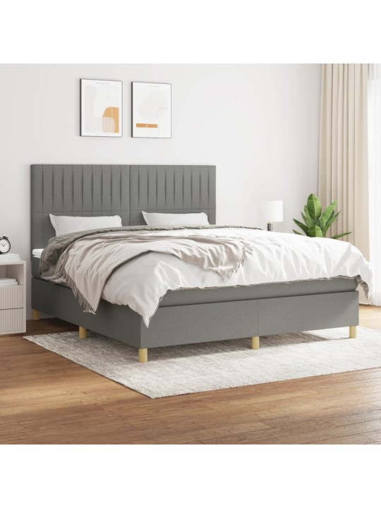 Box spring postel s matrací tmavě šedá 180x200 cm textil