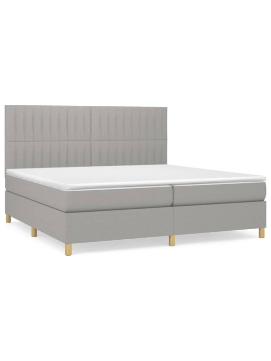 Box spring postel s matrací světle šedá 200 x 200 cm textil