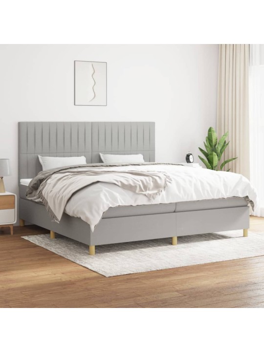 Box spring postel s matrací světle šedá 200 x 200 cm textil