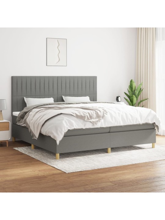 Box spring postel s matrací tmavě šedá 200x200 cm textil
