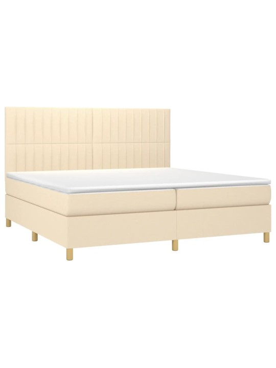 Box spring postel s matrací krémová 200x200 cm textil