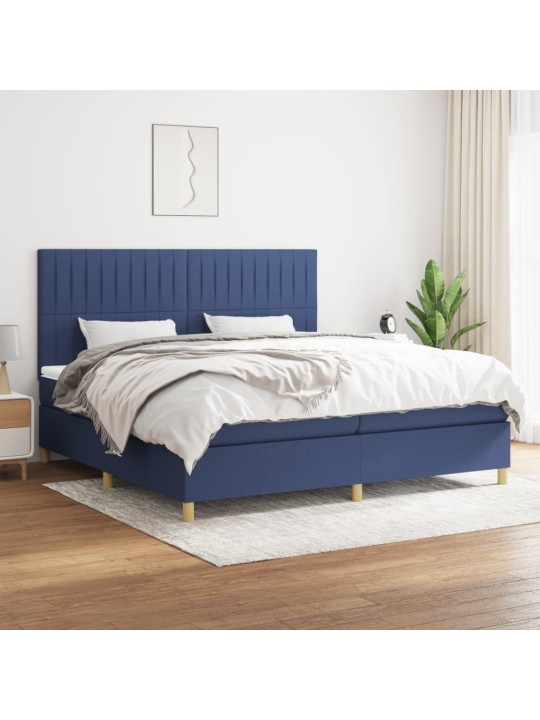 Box spring postel s matrací modrá 200x200 cm textil