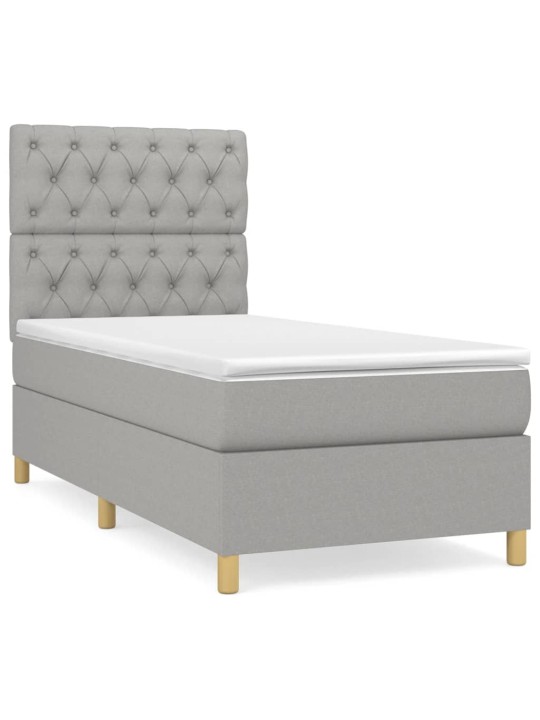 Box spring postel s matrací světle šedá 80 x 200 cm textil