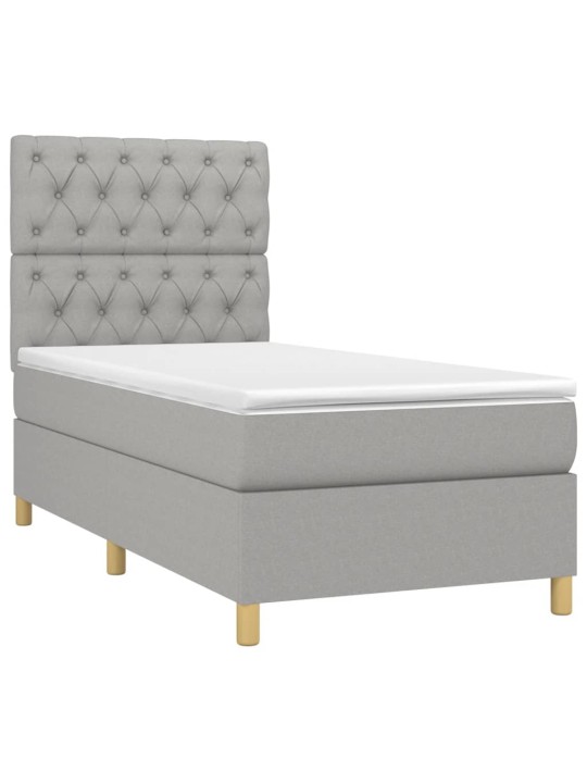 Box spring postel s matrací světle šedá 80 x 200 cm textil