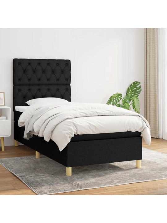 Box spring postel s matrací černá 80 x 200 cm textil