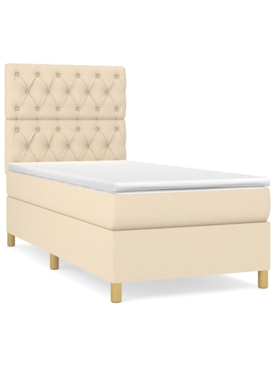 Box spring postel s matrací krémová 80 x 200 cm textil