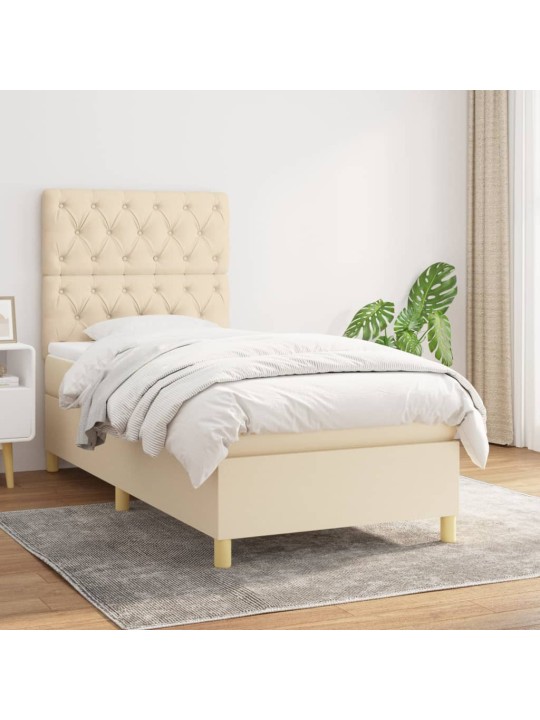 Box spring postel s matrací krémová 80 x 200 cm textil