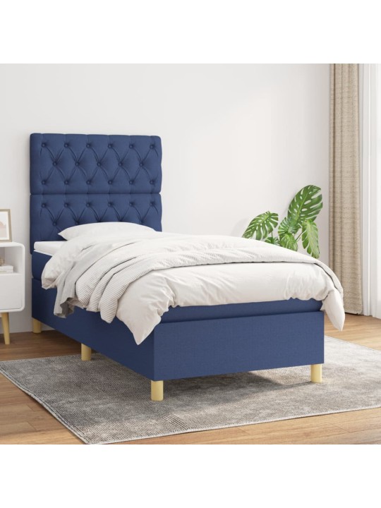 Box spring postel s matrací modrá 80x200 cm textil