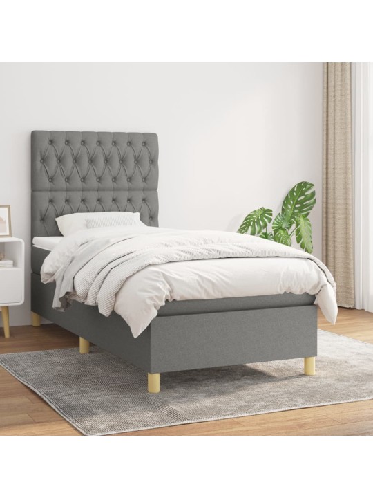 Box spring postel s matrací tmavě šedá 90x190 cm textil