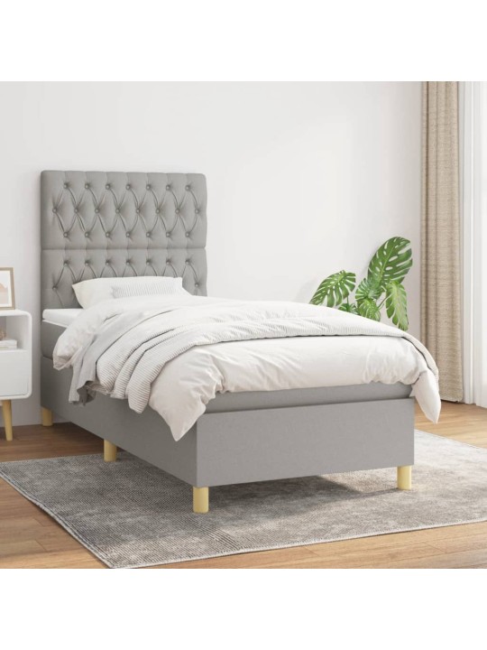 Box spring postel s matrací světle šedá 90x200 cm textil