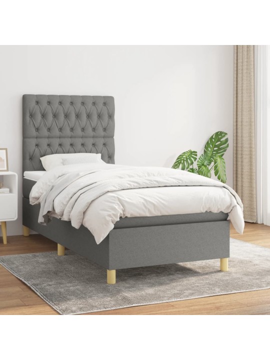 Box spring postel s matrací tmavě šedá 90x200 cm textil